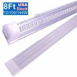 V Shaped LED Tube Lights 8Ft 2.4m 72W 100W 144W HO F96 T8 T10 T12 Bulb Super Bright Fluorescent Lamp Low Profile Linkable Shop Lights Integrated Ceiling Mounted OEMLED