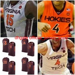 College NCAA Virginia Tech Hokies Basketball Jersey 23 Tyrece Radford 24 Kerry Bckshear Jr 42 Ty Outw 30 Dell Curry Custom Stitched