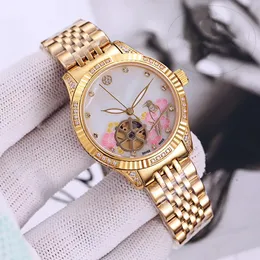Exquisite Women's Watch 35mm Mechanical Movement Sapphire Crystal Mirror Diamond Gold Stainless Steel Band Classic Design Deep Water Resistance Fashion watchs