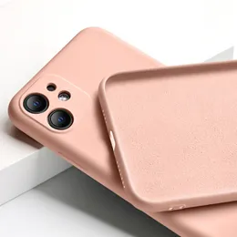 Luxury Silicone TPU Fodral för iPhone 13 11 12 Pro Max Mini SE 2 XS Max XR X 7 8 6 6s Plus Matte Soft Camera Protection Protect Cover
