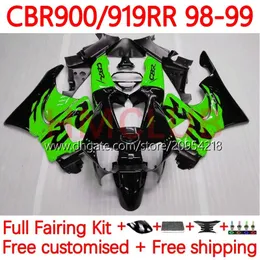 Karosserie für HONDA CBR 900 919 RR CC 98-99 Jahre Karosserien 118Nr.22 CBR 919RR 900RR 900CC 919CC CBR919 CBR900 RR CBR919RR 98 99 CBR900RR 1998 1999 Verkleidungsset grün schwarz