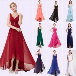 Long Evening Dresses Ever Pretty Plus Size EP09983BK Double V Neck Rhinestones High Low Weddings Events Special Occasion Dresses 201114