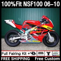 أصحاب العفن حقن الألياف الزجاجية لـ Honda NSF-100 NSF 100 هيكل السيارة 10DH.70 NSF100 06 07 08 09 10 NS-F100 2006 2007 2008 2009 2010 Glass Fiber Race Fairing Red Red