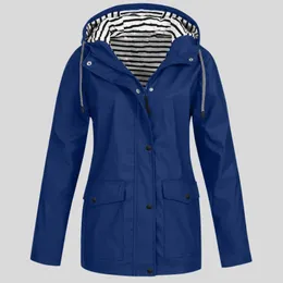Kadın Trençkotları Kadınlar Katı Yağmur Ceketi Açık Artı Boyut 5XL Su geçirmez kapüşonlu rüzgar geçirmez yağmurluk kadın bahar parkas dış giyim 08