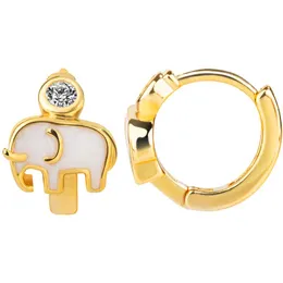 Hoop Huggie Vintage Mini Elephant Shape Enamel Cubic Zirconia Gold Plated Earrings for Women 2022 Fashion Jewelry Party Giftshoop