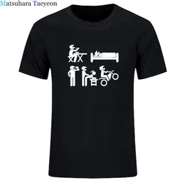 Camisetas masculinas de bicicleta de bicicleta de bicicleta de terra engraçada piada de humor para comer sono bebida de motocicleta camiseta motobikers nunca tira capacetes de camisetas