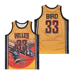 Men High School Larry Bird Springs Valley Jersey 33 Basket ALTERNATE HipHop Färg Gul Andas Ren Bomull För Sport Fans Hip Hop sydd Uniform Hög