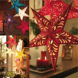 10pcslot Christmas Prop Fivepointed Star Double Sided Stereo Stars Paper Lampshade For Party Festival Decorations 20113030