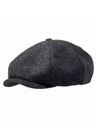 2022 Winter Wool Octagonal Father Hat Big Head Man Newspaper Seller Hat Men Plus Size Felt Beret Caps 5456Cm 5861Cm J220722