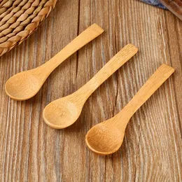 13cm Yuvarlak Bambu Ahşap Kaşık Çorba Çay Kahve Bal Kaşık Kara karıştırıcı Karıştırma Pişirme Araçları Catering Mutfak Maddesi SN4549