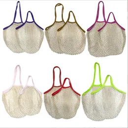 Shopper Tote Sacks Sacos Bola Bolsa Bolsa de Armazenamento de Cozinha Casa Organizador de Mesh Mesh Pouca de algodão tecida Portátil Handel