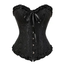 Corsário Top Lace Sexy Plus Tamanho Erótico Zip Floral Mulheres Bustier Corsets Overbust Lingerie Vintage Victorian Fashion Drop 220524