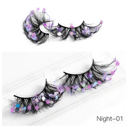 Messy Curly 3D Sequined Eyelashes Tjock naturlig lång handgjord återanvändbar nattlysande falska ögonfransar Multilayer Mjuka Vivid Eyelash Extensions Lätt att bära