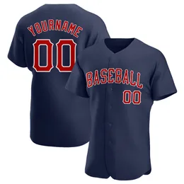 Custom Navy Red-White 997979 Authentic Baseball Jersey