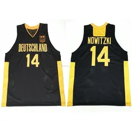 Nikivip Dirk Nowitzki #14 Team Deutschland Germany Retro Basketball Jersey Herr Sömda anpassade valfritt nummernamntröjor