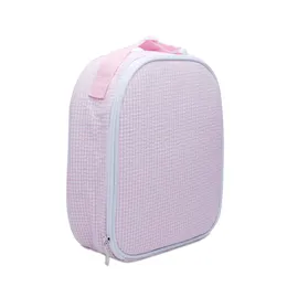 Borsa isotermica a quadretti rosa Borsa da pranzo in seersucker a quadri Borsa termica all'ingrosso con manico Casseruola Carrier DOMIL1061860