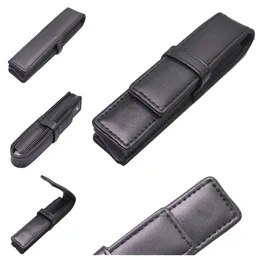 Wholesale Prices School supplies Good Quality Pens Case Gift Pen Bag Black Leather Famous Pu Genuine Leather Pouchs