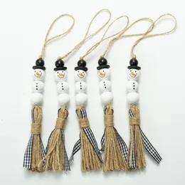 28 cm vit snögubbe träpärla juldag hem dekoration pärlh amp rep tasspärlspärrad hänge