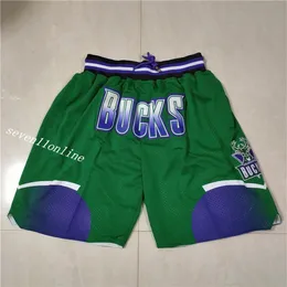 Herren-Team-Basketball-Shorts Just Don BMilwaukee Fan's Sport genähte Shorts Hip Pop elastische Taillenhose mit Tasche Zipp321w