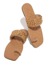 Nxy Hausschuhe Frauen Sommer Weave Slides Kette Dekorative Flip Flops Outdoor Sexy Casual Sandalen Weibliche Quadratische Ferse Plus Größe 43 220705