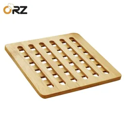 ORZ 3PCS Bamboo Pot Holder Heat Resistant Mat Kitchen Accessories Dinning Table Placemat Round Pan Pad Trivet Mat T200415