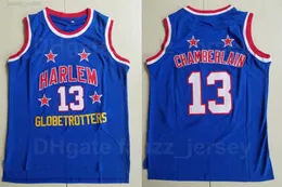 Moive Harlem Globetrotters Wilt Chamberlain Jerseys13メンズバスケットボールチームカラーブルーオールステッチスポーツ通気性大学ピュアコットン優れた品質