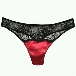 Arrivals Women Lace G string Silk Sexy Panties Ladies Thong Briefs Sexy Female Red Silk Underwear 201112