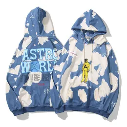 Astroworld Hoodies Europeu e American Street Moda Tie-Dye Loose Men and Women Casal Sweater Sleeves Longo Hoody