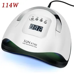 114W SUNX7 Max UV LED ALL GELS 57 LEDランプポリッシュサンライトタイマー1030​​60S for Nail Dryer 220607