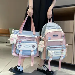 Ryggsäck mode kvinnor söt nylon vattentät set väska rygg tonåringar kawaii bokväska för flickor skolväska resor mochilabackpack