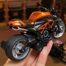 1:14 Symulacja motocyklowa ściąganie ze stopu Model samochodu światło efekty dźwiękowe Racing Kolekcja motocykli miniaturowe ozdoby 220507