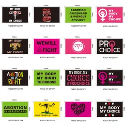 My Body My Choice Flags 90x150cm Bandeira feminista suporta banner de direitos femininos