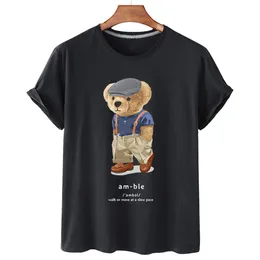 Frauen Schwarz Teddybär Brief Gedruckt T-shirts Tops Für Sommer Mädchen S-4XL Kurzarm Lose T Shirt Tees CF739