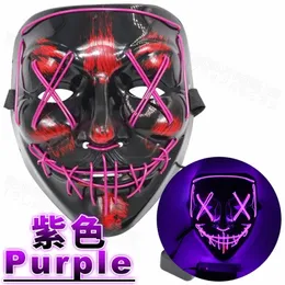 Maska LED Halloween Party Masque Maski Maski Neon Maske Light Glow In The Dark Mascara Horror Maska Maska Purge T200703