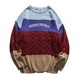 Erkek Sweaters Sonbahar Kış Erkek O yaka kazak sıcak patchwork Yumuşak Geniş Uzun Kollu OC YQ Kıyafetleri Örtü Günlük Erkek Sweater Çekme Ho