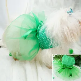 Hundebekleidung, frische grüne Haustierröcke, bequemes Spitzen-Mesh-Tupfenkleid, Zubehör für kleine und mittelgroße Hunde, 2022. Hund