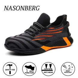 Nasonberg Steel Toe Cap Safety Shoes Mens Outdoor Nonslip Work Boots LightWeight Sneakers保護靴ワークシューズメンY200915