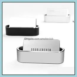 Metal Card Holder Box Aluminum Display Stand For IdDebitBusinessNameGift Cards Desktop Organizer Container Case Gwb14248 Drop Delivery 2