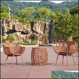 Set di mobili da esterno in rattan Mobili da giardino nel cortile Cuscino per sedia da divano Tavolino Drop Delivery 2021 Set Home Srut9