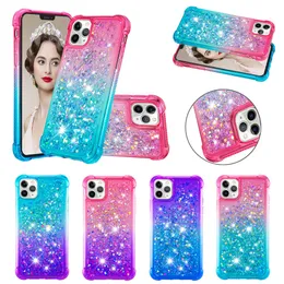 Bling Flowing Quicksand Cases Liquid Gradient Glitter TPU Cushion Clear For iPhone 13 12 11 Pro XR XS Max X 8 Samsung S20 FE S21 S22 Ultra A21S A02S A12 A32 4G 5G A52 A72 A22