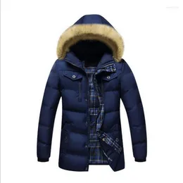 Men's Down & Parkas VXO Men Winter Coat Warm Jackets Fur Collar Long Overcoats Thick Casual Hooded Male Coats Kare22