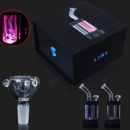 Ship By Sea Led Plasma Hookahs Colorful Glass Bongs 12 Inch Oil Dab Rigs 14mm Joint 5mm Thick Water Pipes With Bowl and Retail Box