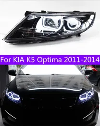 Kia K5 Optima 2011 2012 2013 2014 LED LAMPSヘッドライト交換DRLデュアルビームレンズの2 PCSオートカーヘッドパーツ