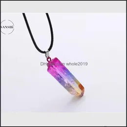 Hänge halsband hängsmycken smycken elektropläterad mticolored vit kristall naturlig chakra halsband choker dhq3c