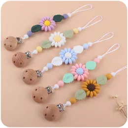 Baby Cartoon Flower Silicone Pacifier Holders Chain Kedja Daisy Leaf Newborn Beech Pacifier Clip Kids Behagliga produkter Partihandel 9BQ E3