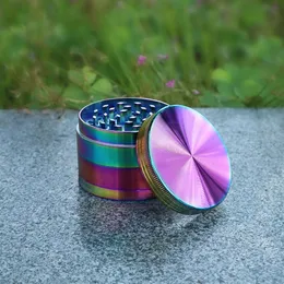 Herb Grinder Wholesale Rainbow Zinc Alloy Smoking Herb Grinder 40MM 50MM 56MM 63MM 4 Piece Metal Tobacco Grinders Smoke Pipe Can Customize Own Logo