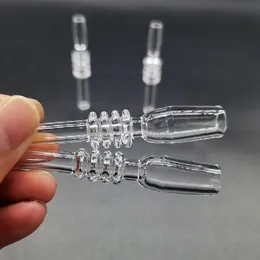 Atacado 100% Real Quartz Dica Ferramenta de Fumar 10mm 14mm 18mm Joint Dab Palha Dip Dicas Domésticas Quartzs Prego com Keck Clips para Vidro Bongo Tubos de Água Acessório