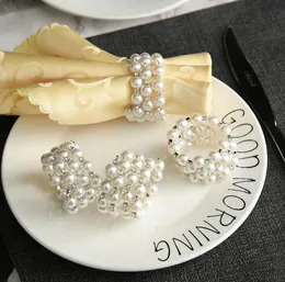 120Pcs/Lot Acrylic White Pearls Napkin Rings Wedding Napkins Buckle For Wedding Reception Party Table Decorations Supplies SN6494