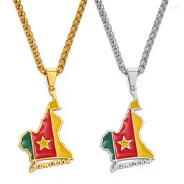 Pendant Necklaces Anniyo Cameroon Map Flag Men Women Stainless Steel Jewelry Cameroun Country Maps Cameroonians Gifts #149721 Elle22