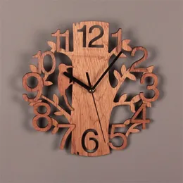 Q9QF Holz-Wanduhr in Baumform, zum Aufhängen, runde Uhren, batteriebetrieben, für Büro, Wohnzimmer, Heimdekoration, 220426